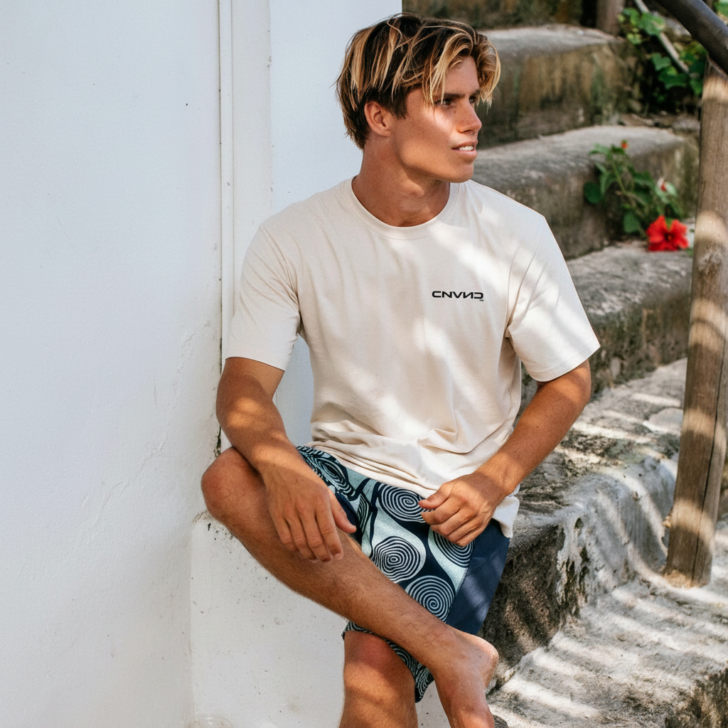 CNVNC Cream Tee - Stone Steps Editorial