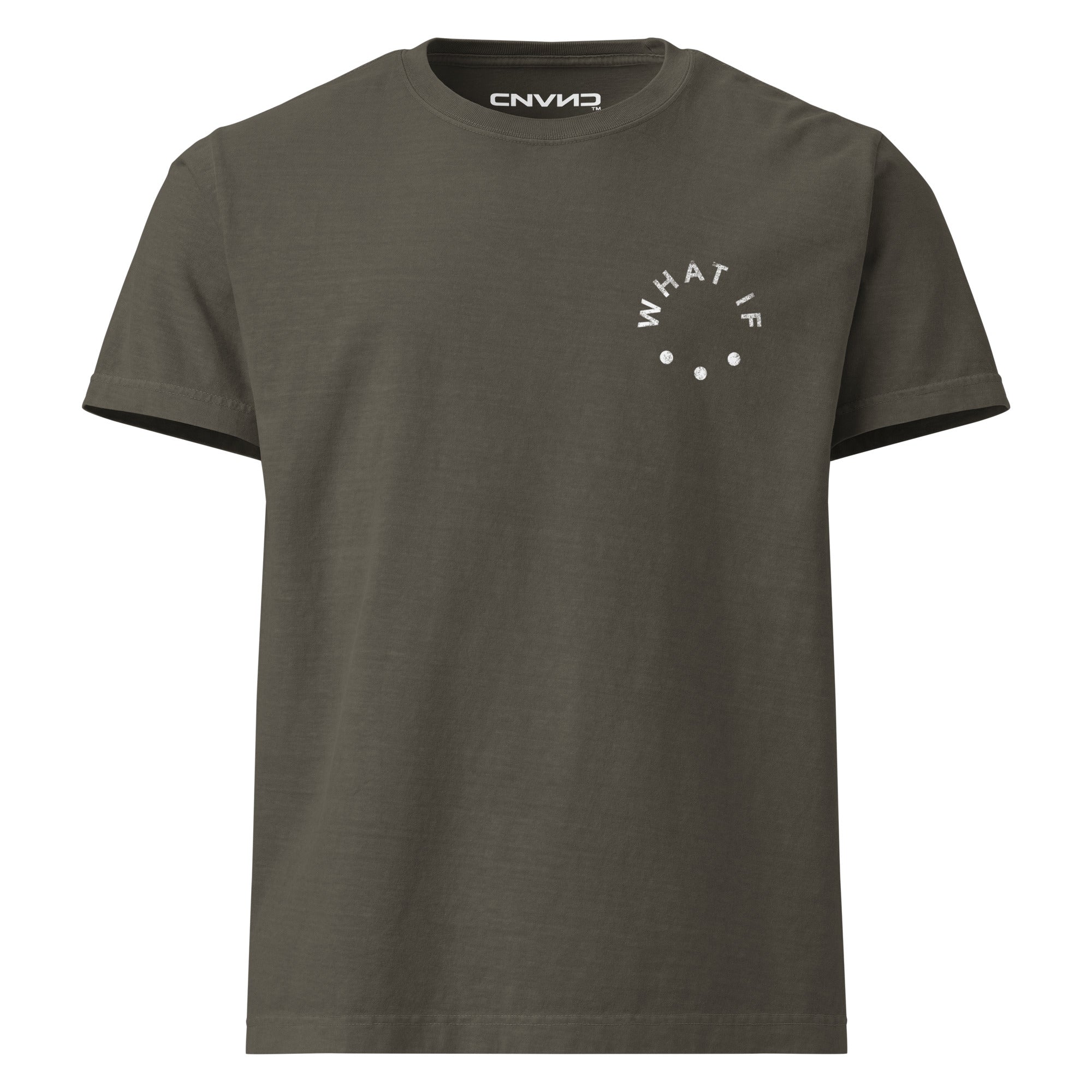CNVNC Internal Dialogue heavyweight graphic tee — front print detail
