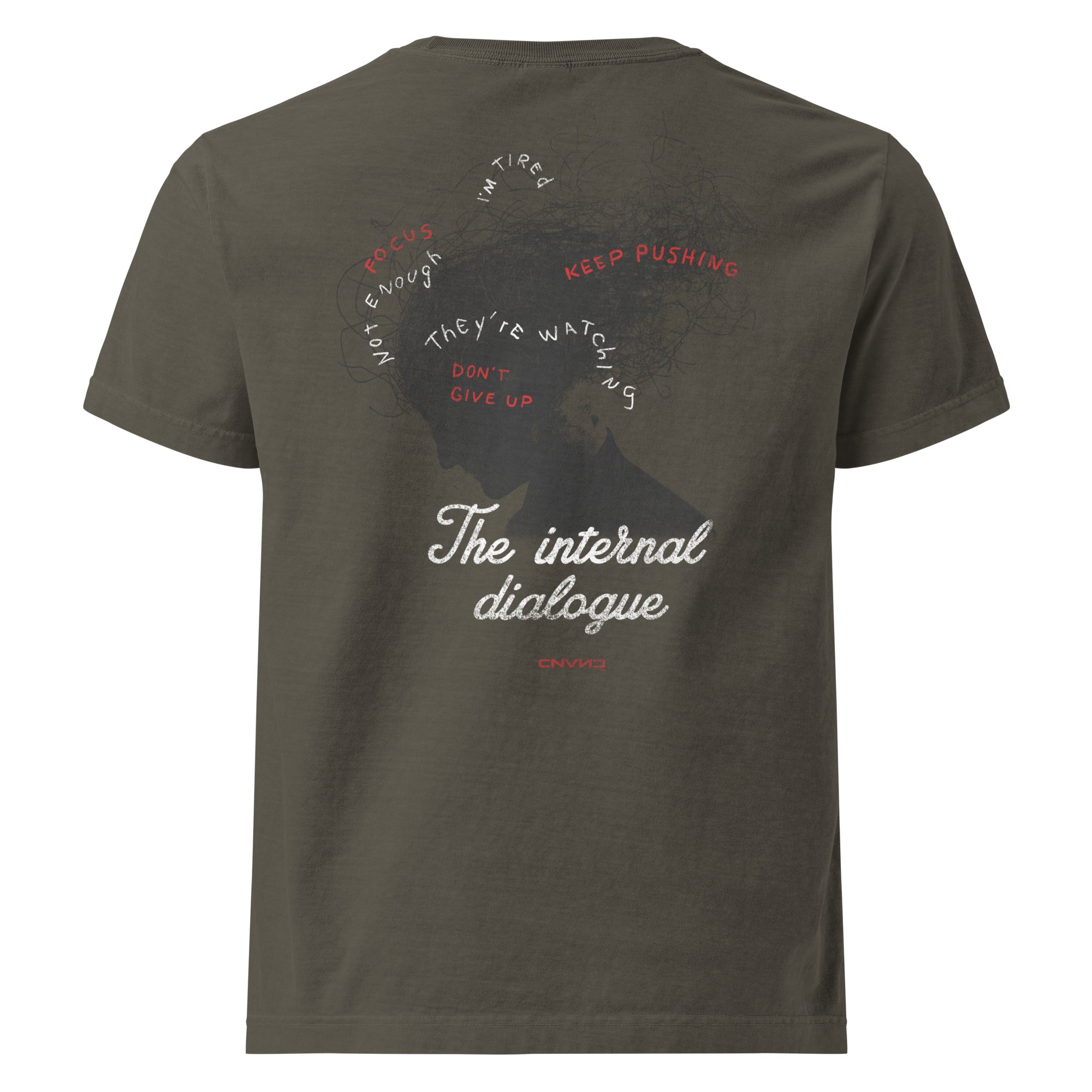 CNVNC Internal Dialogue heavyweight graphic tee — back print detail