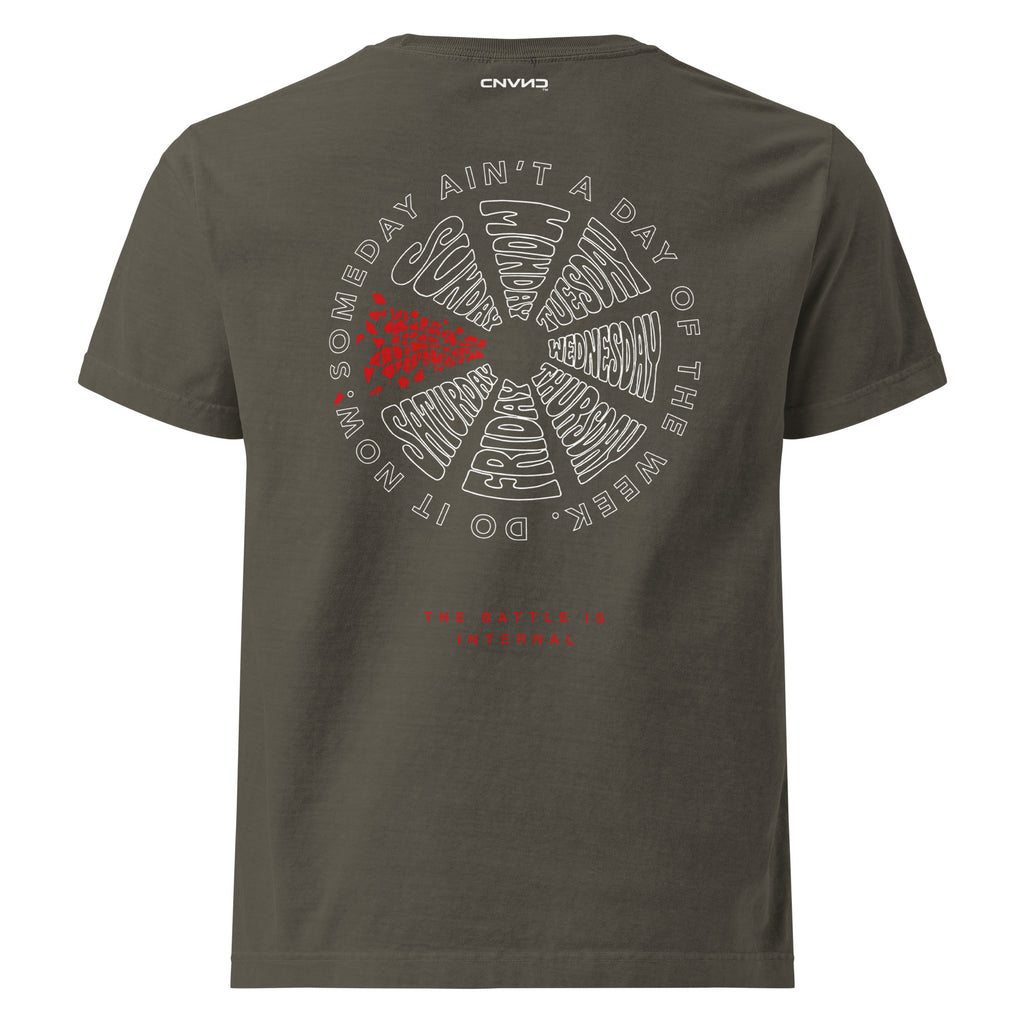 CNVNC Someday heavyweight graphic tee — back print detail