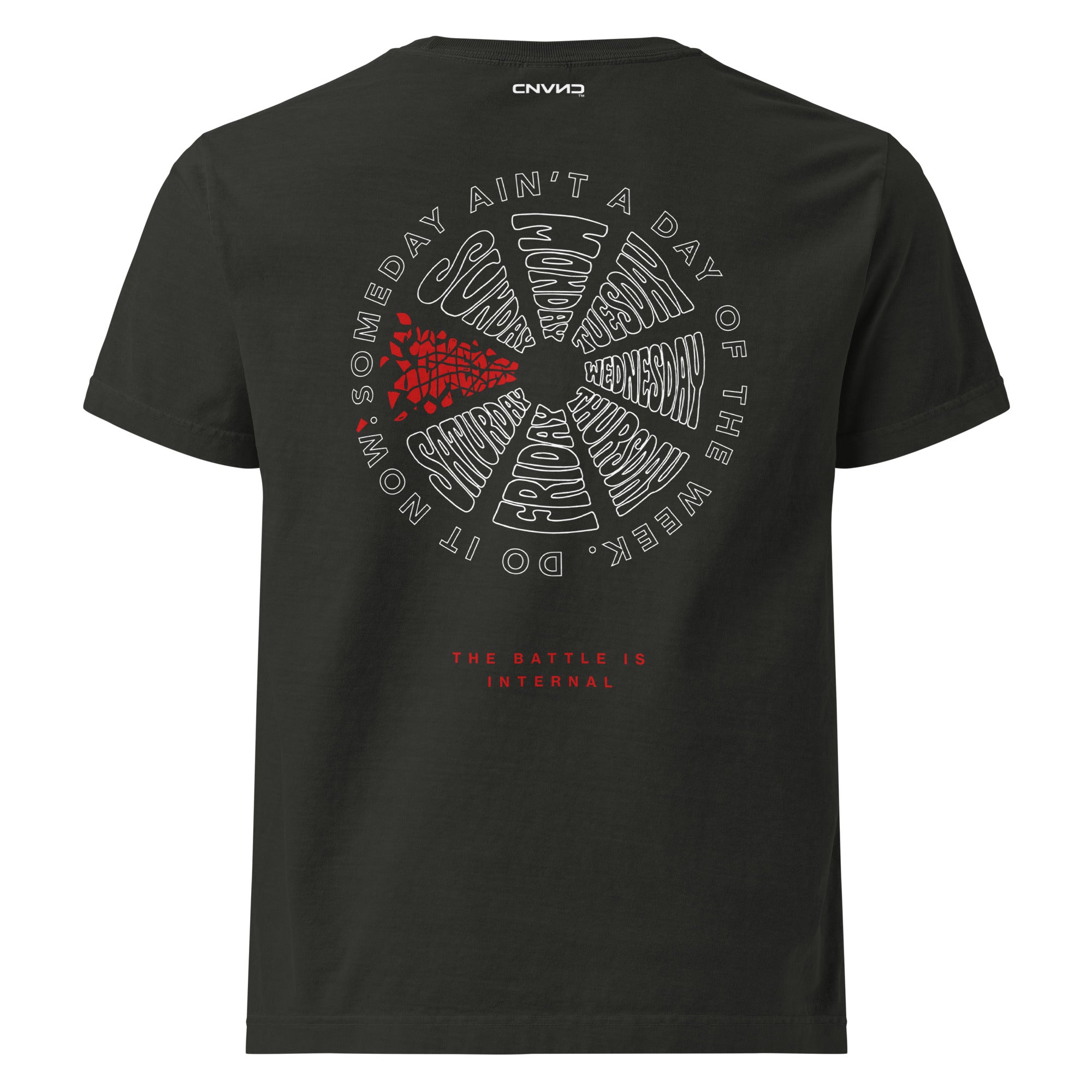 CNVNC Someday heavyweight graphic tee — back print detail